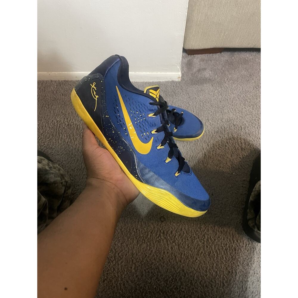 Size 13 - Nike Kobe 9 EM Gym Blue University Gold Mens 646701-474 Preowned